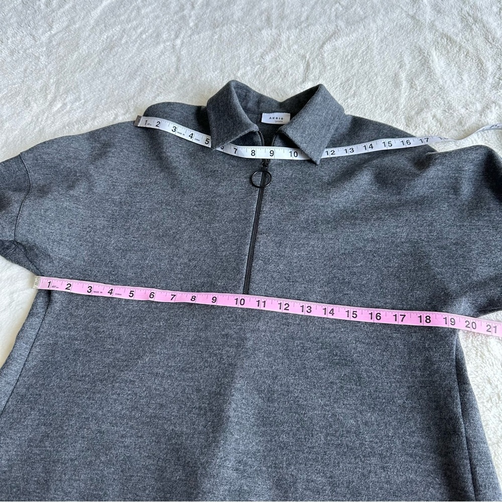 Akris Punto Wool Gray Relaxed Half-Zip Collar Long Sleeve Sweater S (4) - Picture 5 of 15